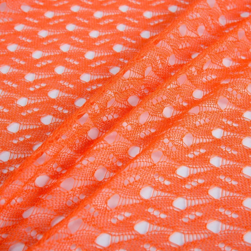 Жаккардовая дышащая ребристая ткань с красным полым узором